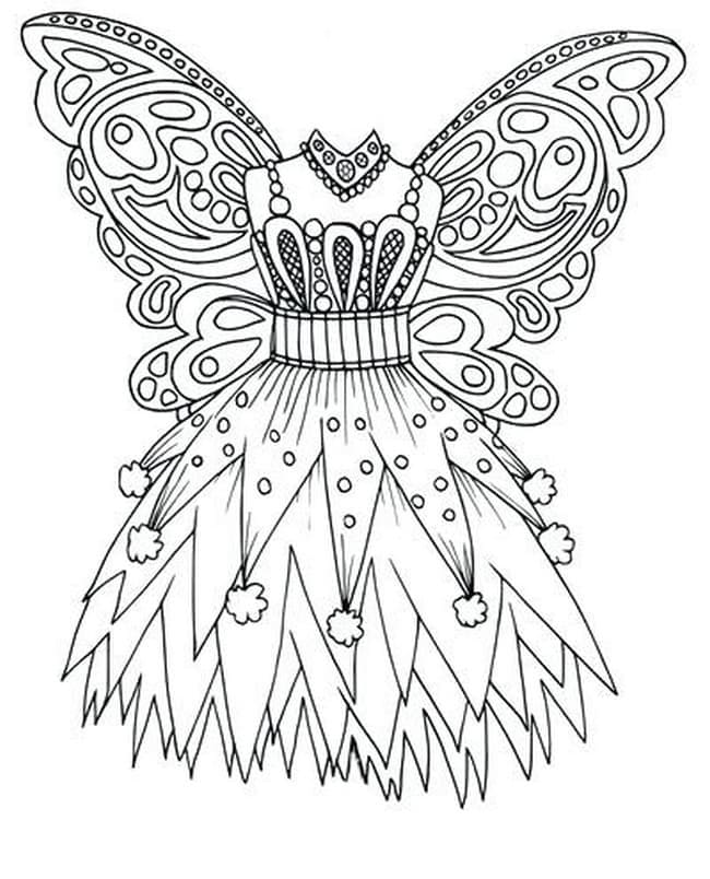 Dress with Wings coloring page