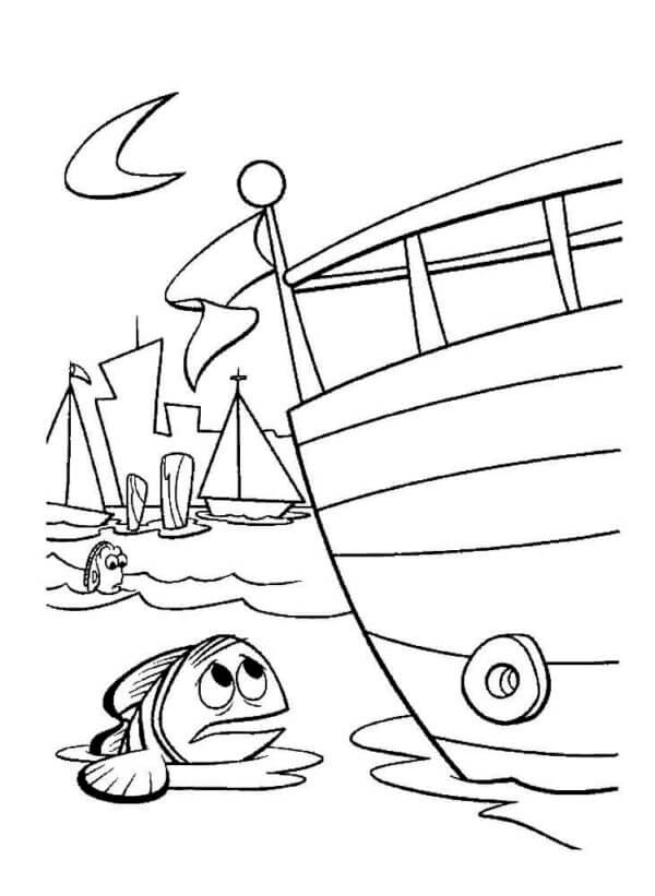 Fish Are Surprised By The Size Of The Boat coloring page