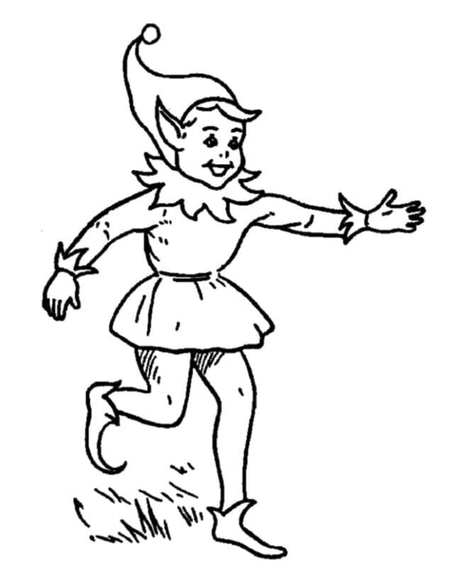 Free Christmas Elf coloring page