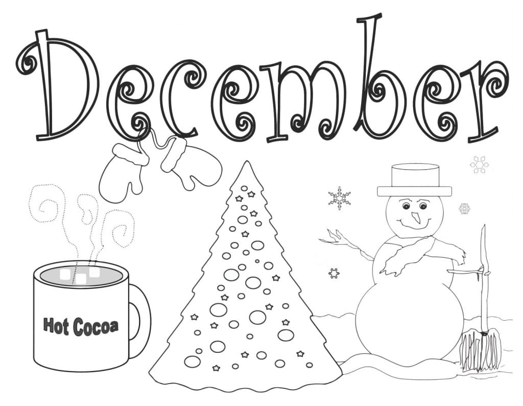 Free December Christmas coloring page