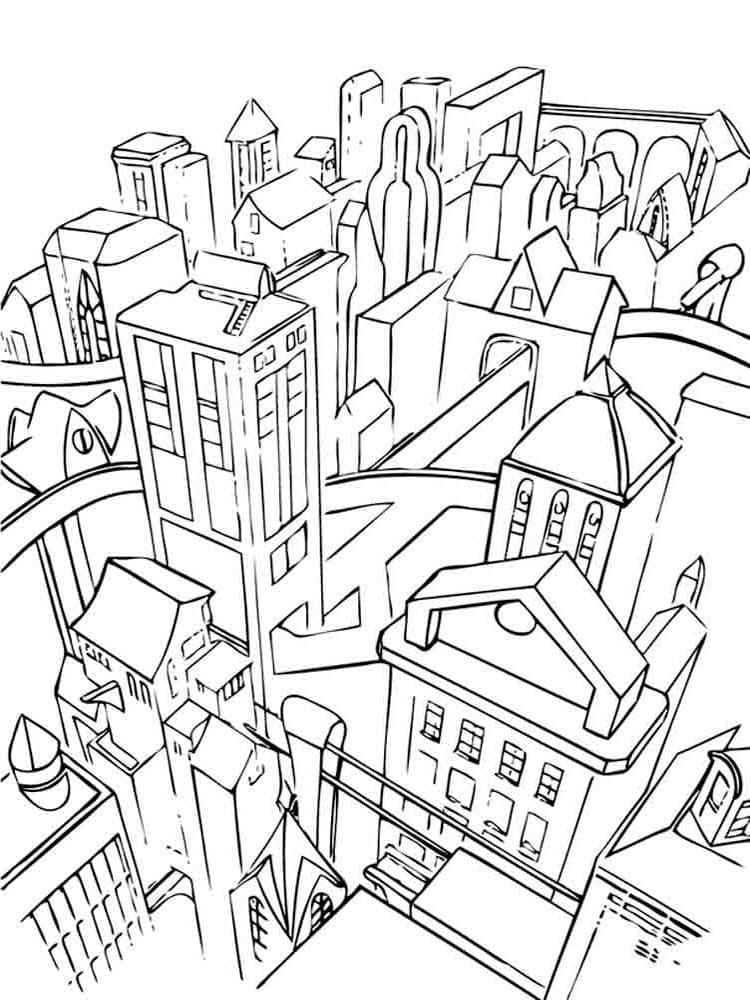 Free Drawing of City coloring page