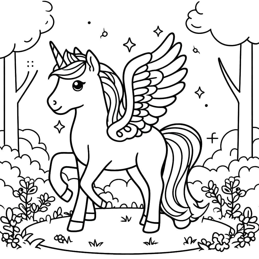 Free Printable Alicorn coloring page