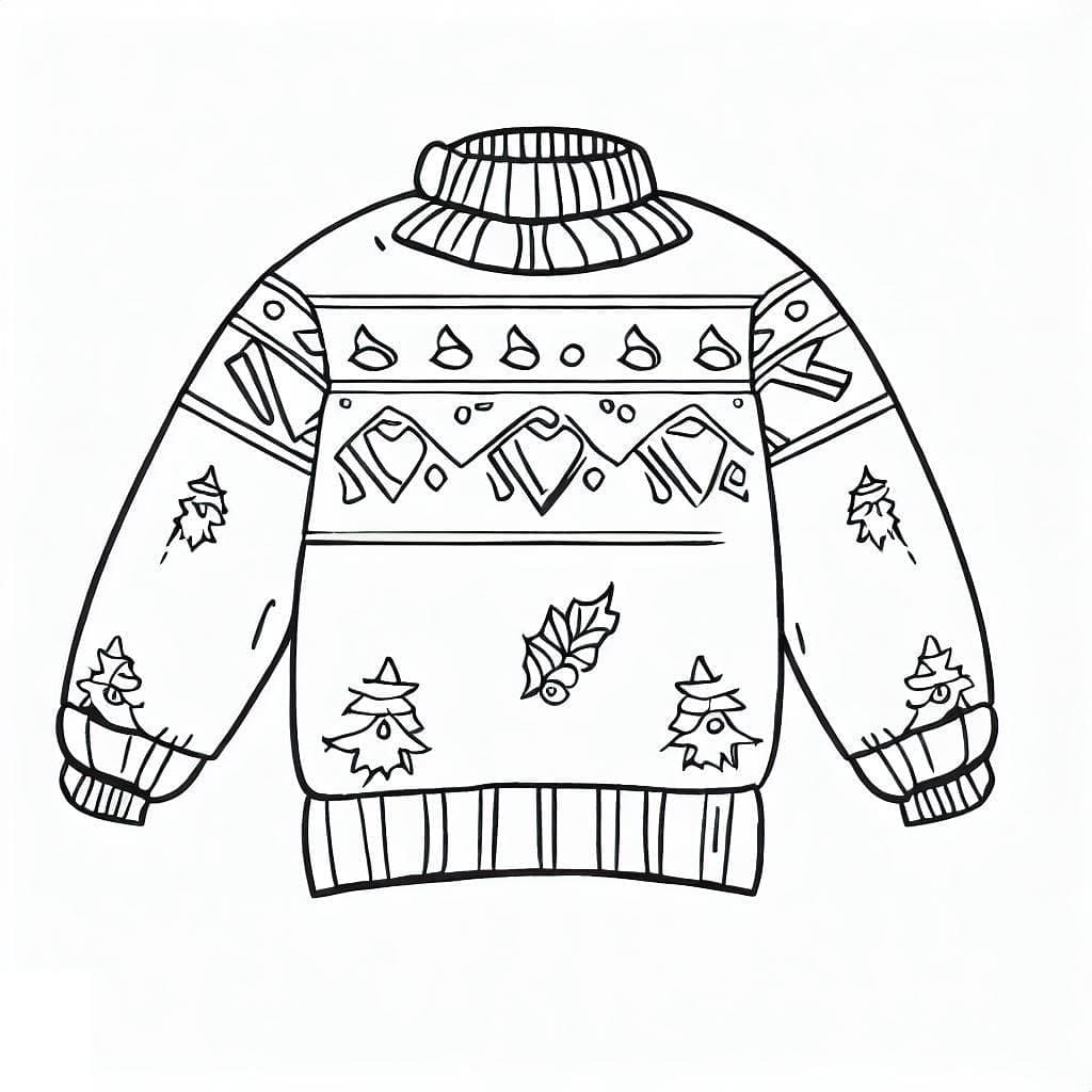 Free Printable Christmas Sweater coloring page Download, Print or