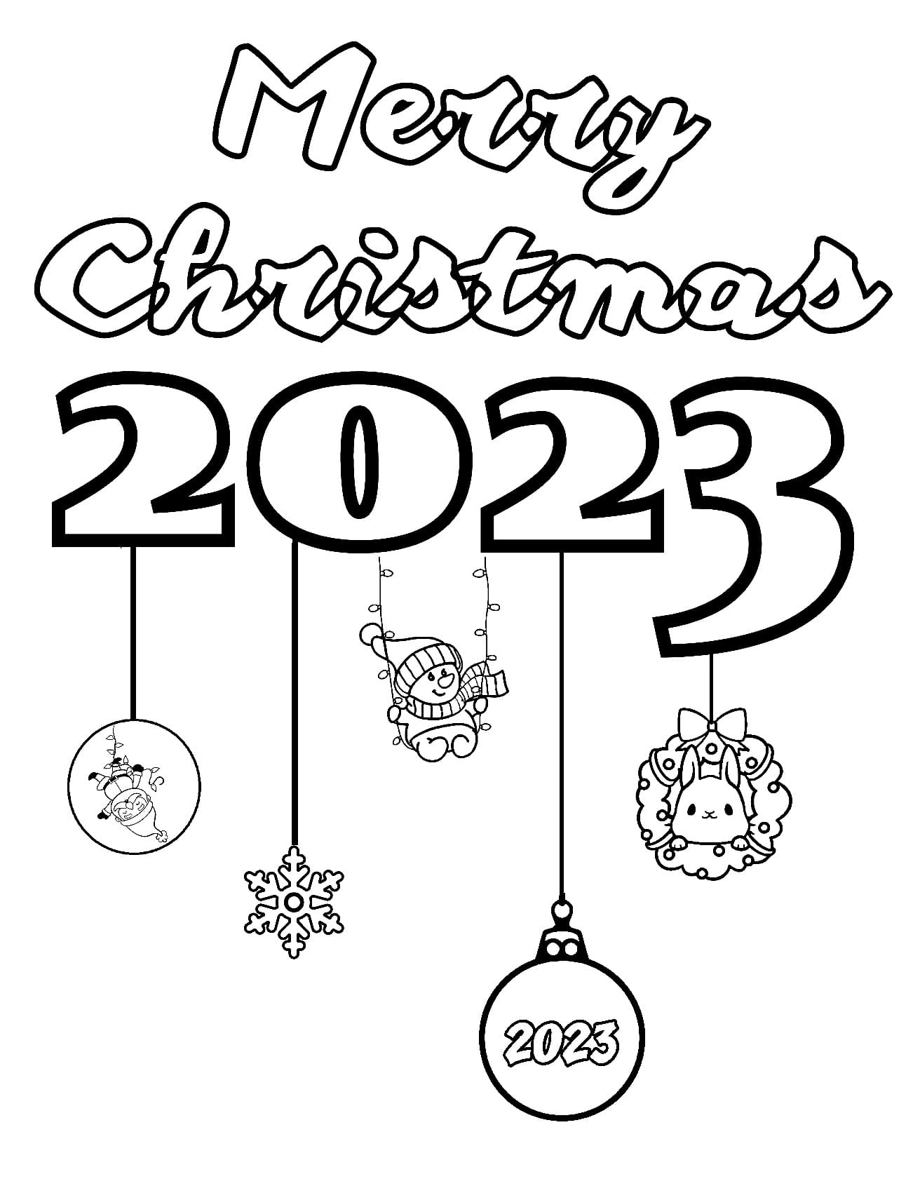 Free Printable Merry Christmas 2023 coloring page Download, Print or