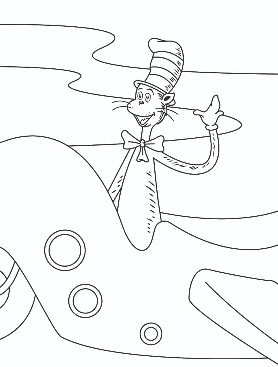 Friendly Cat in the Hat coloring page - Download, Print or Color Online ...