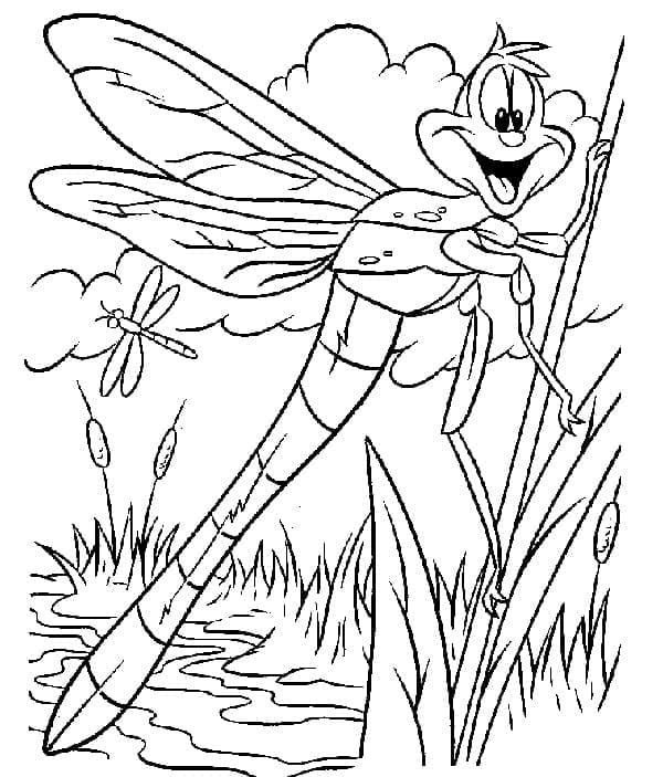 Funny Dragonfly coloring page