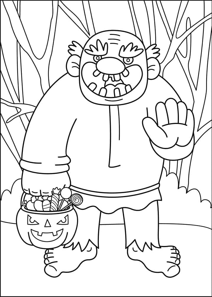 Goblin on Halloween coloring page