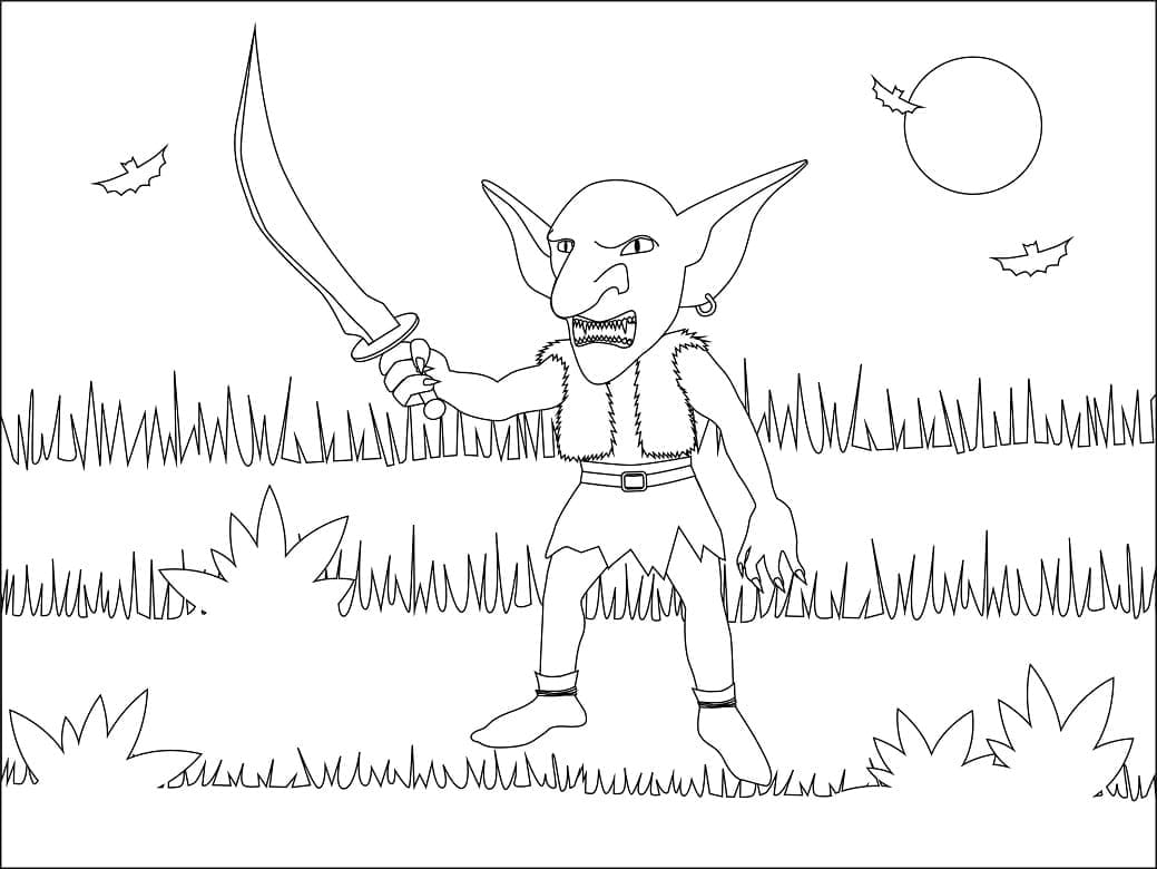 Goblin with Sword coloring page