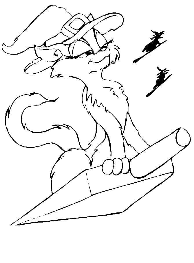 Halloween Witch Cat coloring page