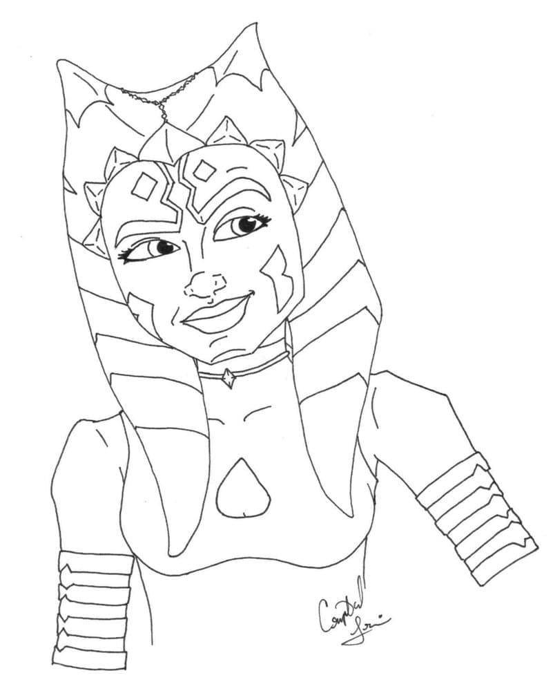 Happy Ahsoka Tano coloring page