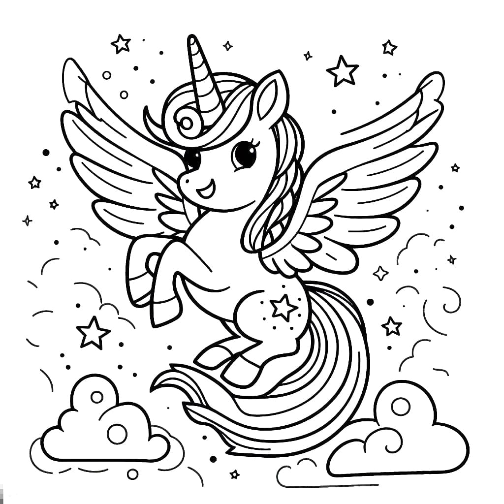 Happy Alicorn coloring page