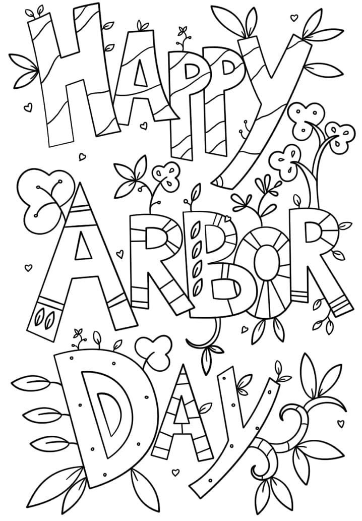 Happy Arbor Day Printable coloring page