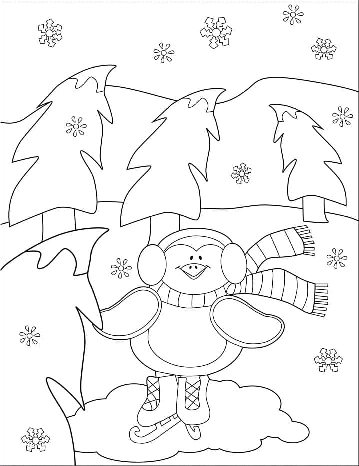 Happy Christmas Penguin coloring page