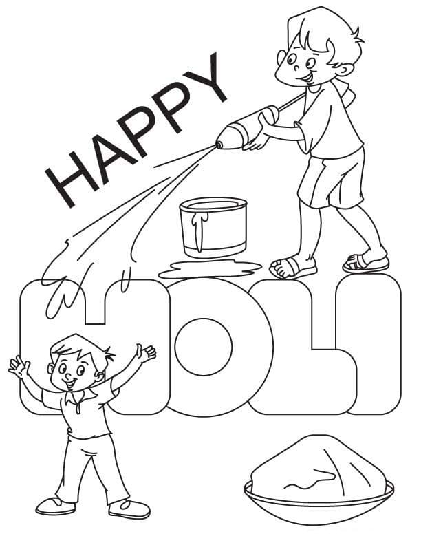 Happy Holi Free Printable coloring page