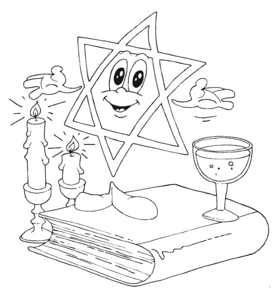 Happy Passover Star of David coloring page