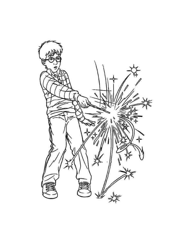 Harry with Magic Wand coloring page