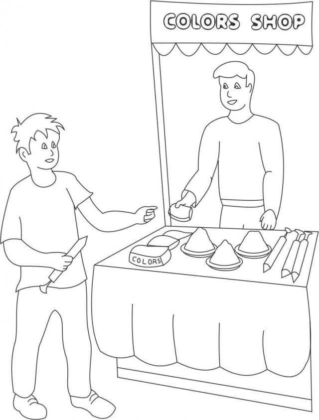 Holi Shop coloring page