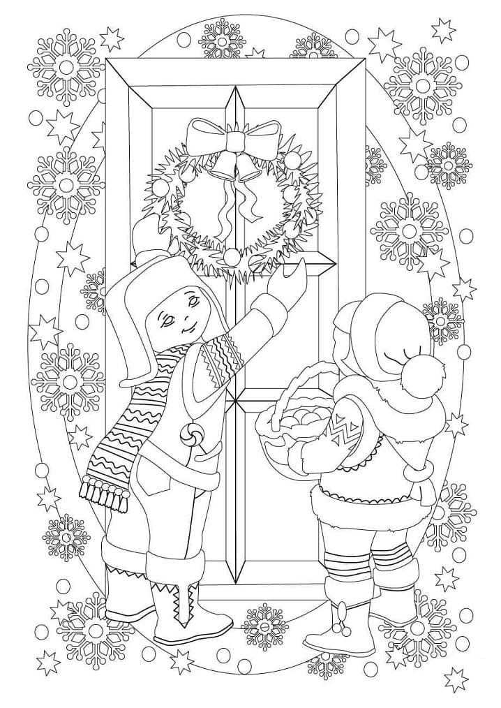 Kids and Christmas Wreath