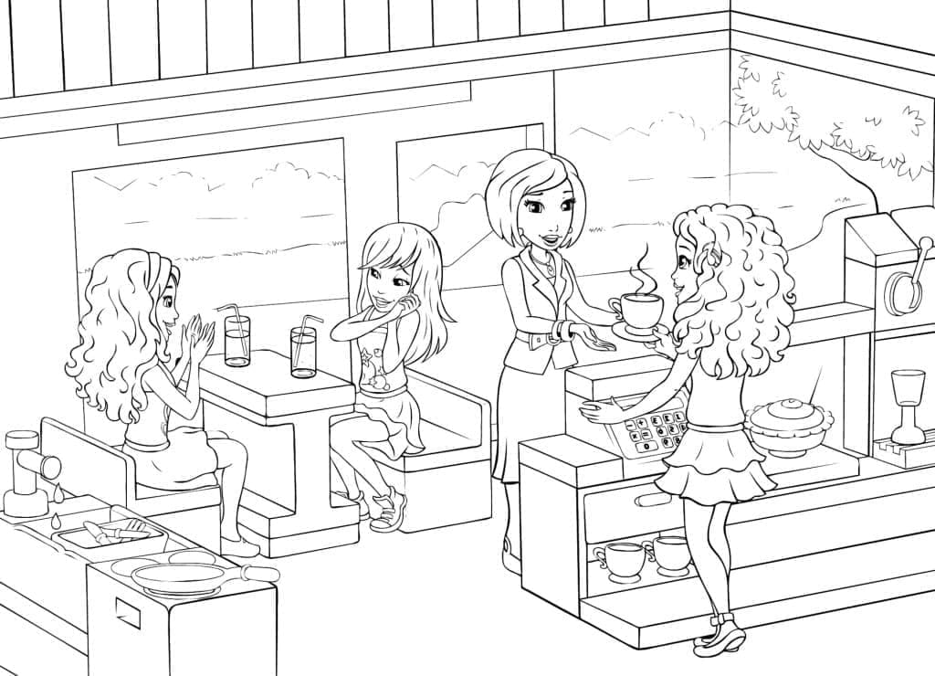 Lego Friends Coffee Shop coloring page