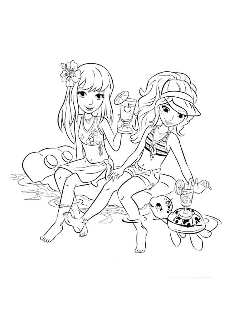 Lego Friends Girls on the Beach coloring page