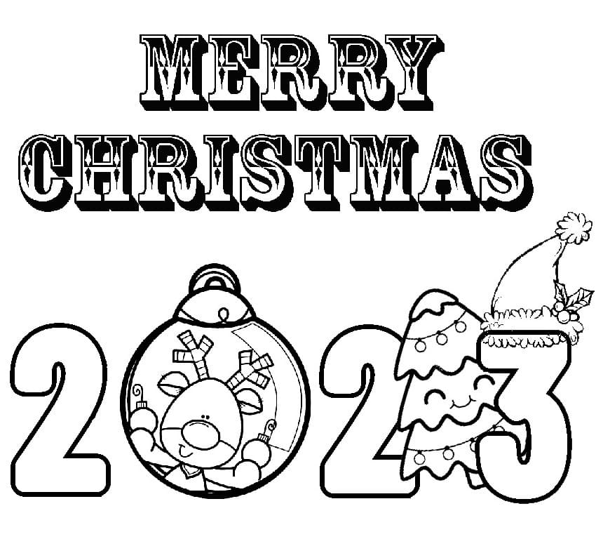 Merry Christmas 2023 Printable coloring page