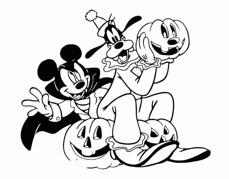 Mickey and Goofy Disney Halloween coloring page - Download, Print or ...