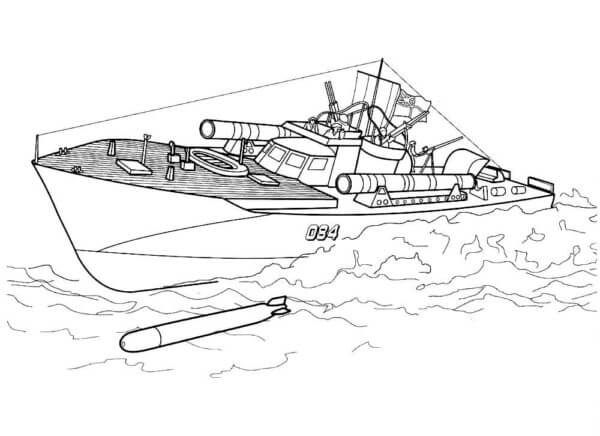 Military Boat Attacking Enemy Ships coloring page - Download, Print or ...