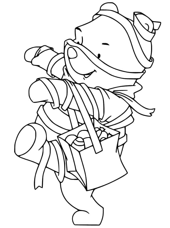 Mummy Pooh Disney Halloween coloring page