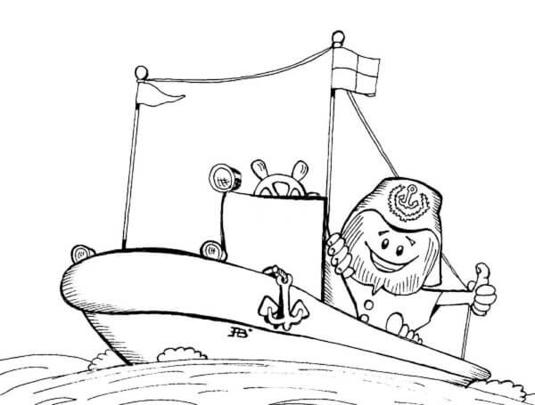 Odie Boat Cartoon coloring page