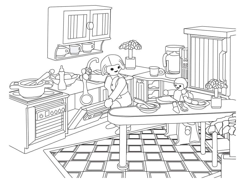 Playmobil Kitchen coloring page