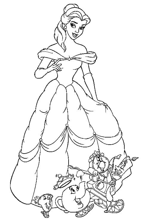 Princess Belle and Friends coloring page