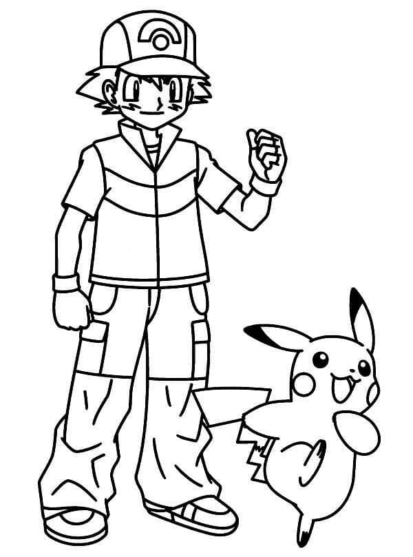 Printable Ash Ketchum and Pikachu