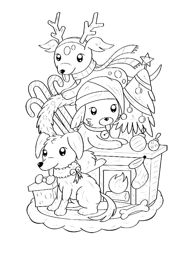 cute christmas animals coloring pages