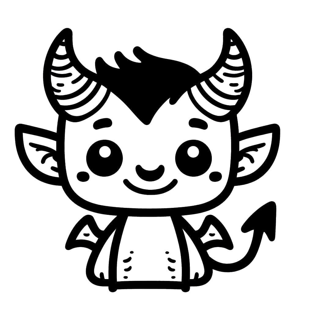 cute devil clipart black and white