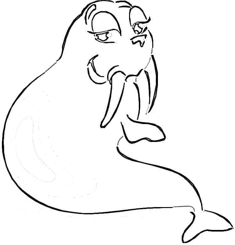 Printable Lovely Walrus coloring page