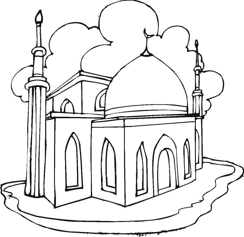 Printable Mosque coloring page