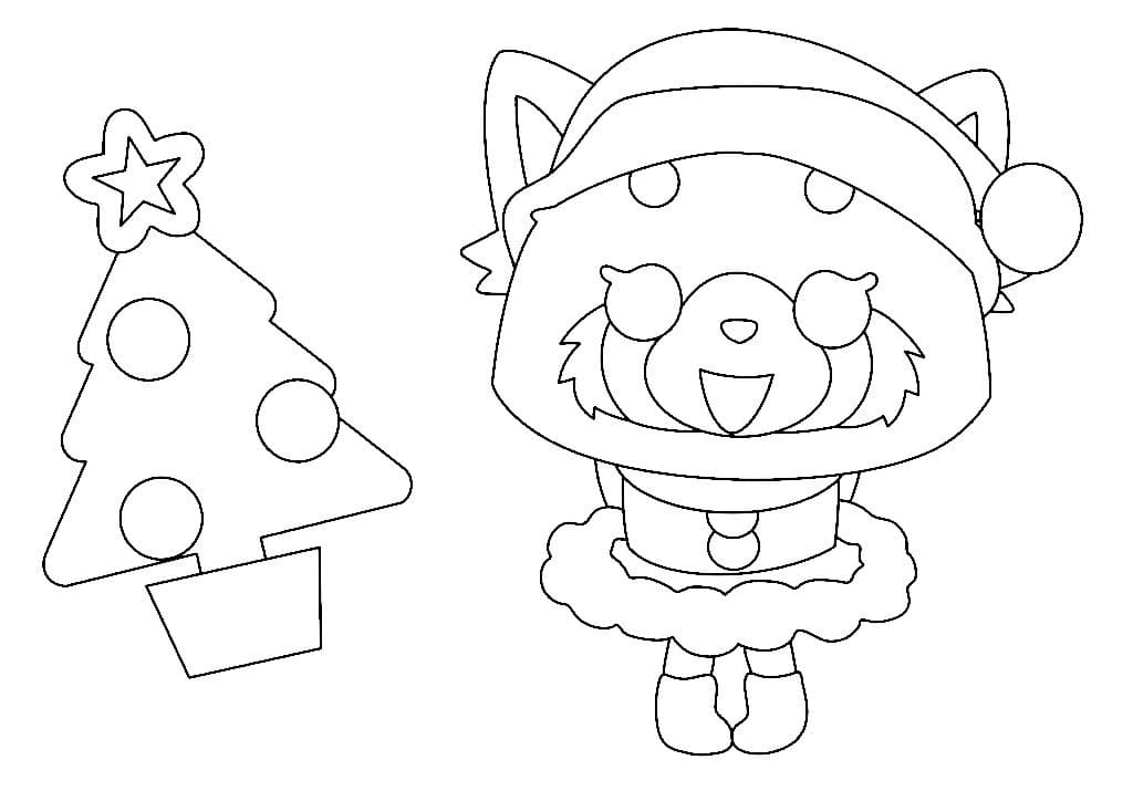 Retsuko on Christmas coloring page