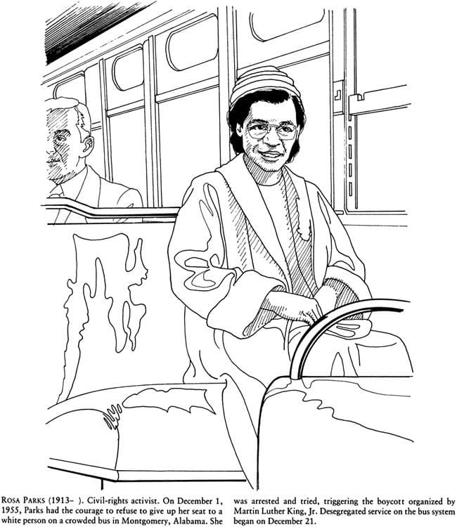Rosa Parks On Bus Coloring Pages