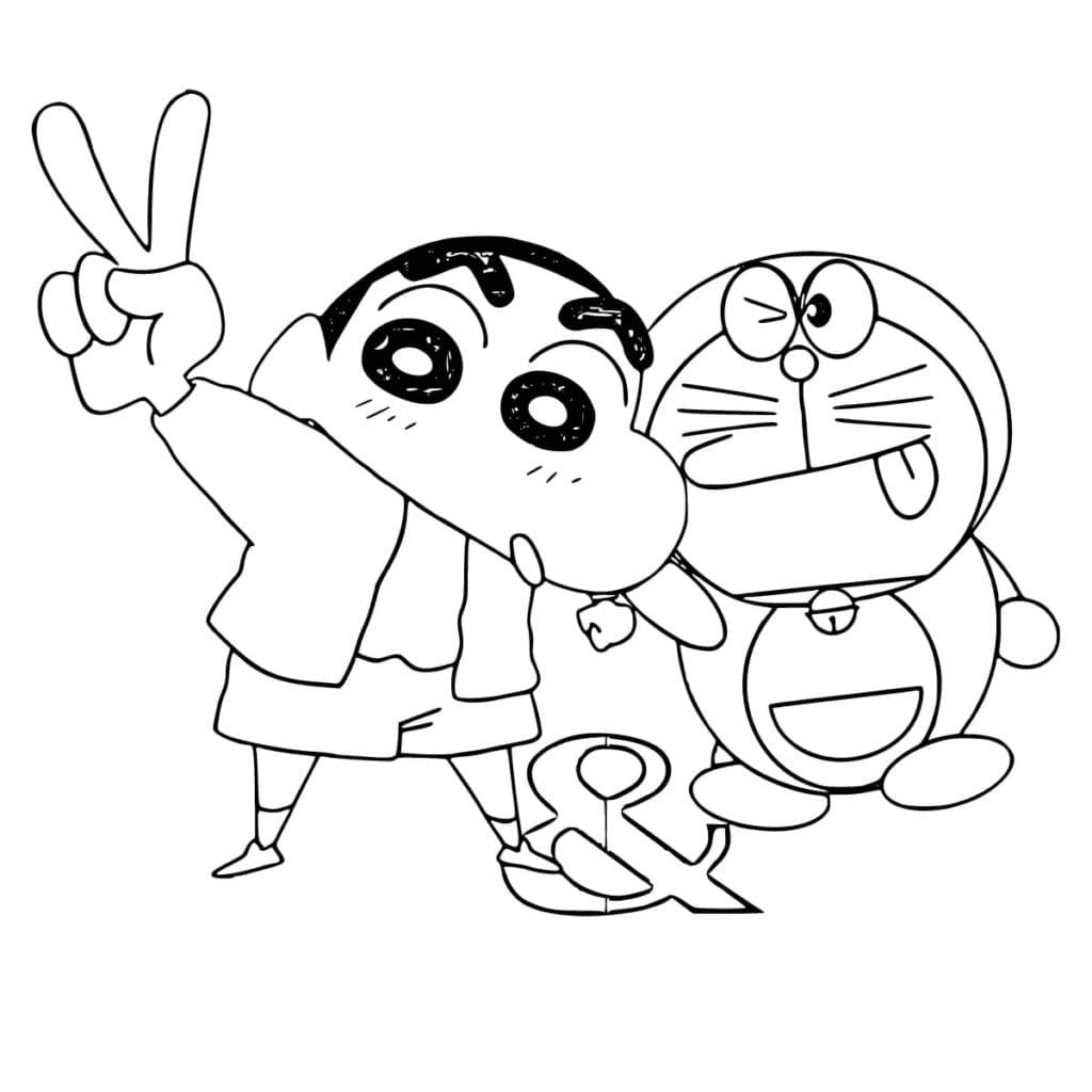 Shin chan and Doraemon coloring page - Download, Print or Color Online for  Free