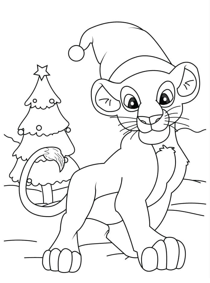 Simba Disney Christmas coloring page