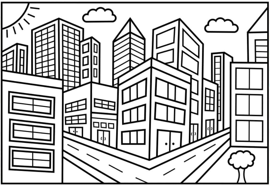 Simple City Coloring Page Download Print Or Color Online For Free
