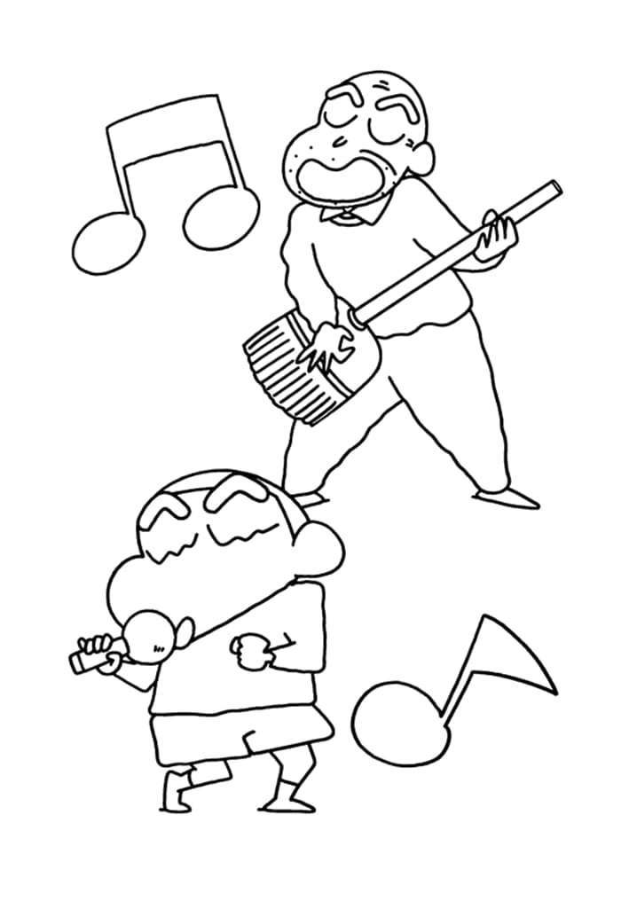 Singing Shin chan coloring page