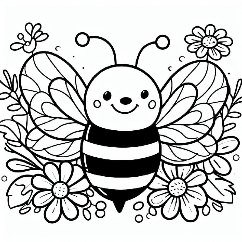 Smiling Bumble Bee coloring page - Download, Print or Color Online for Free