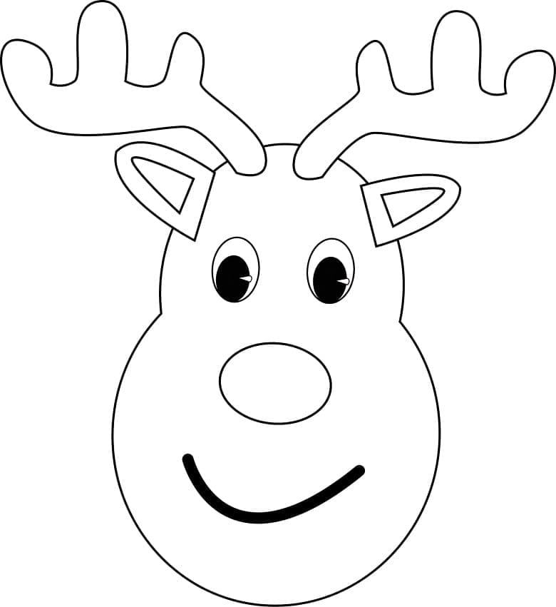 Smiling Christmas Reindeer coloring page