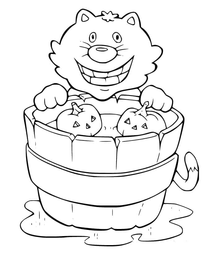 Smiling Halloween Cat coloring page