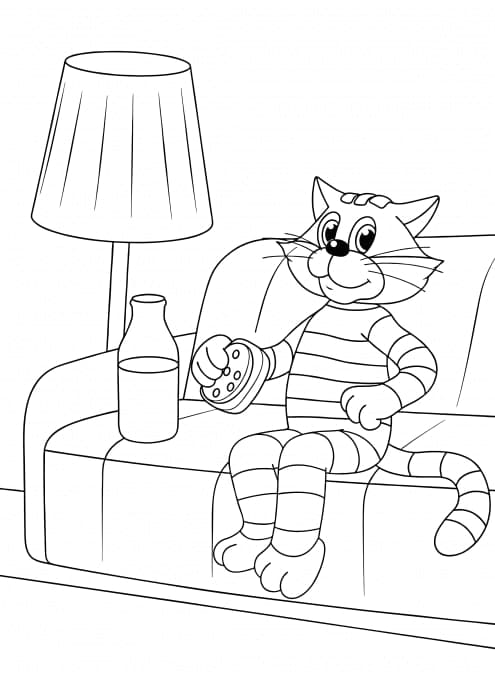 Smiling Matroskin the Cat coloring page