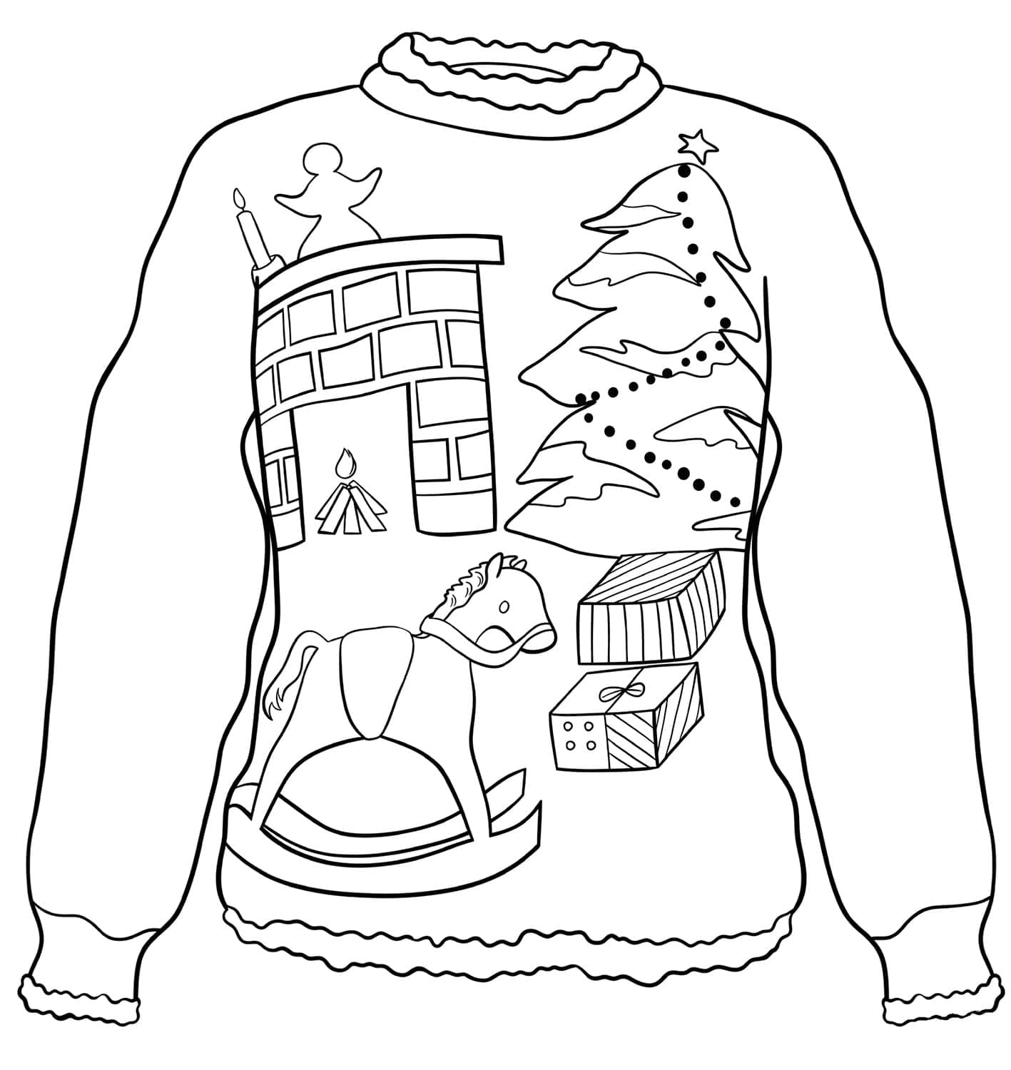 Sweater for Christmas coloring page - Download, Print or Color Online ...