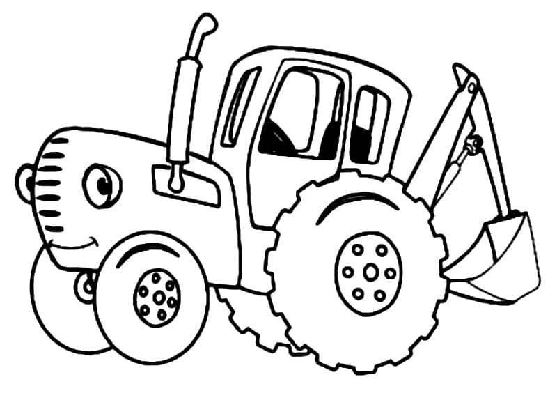 The Blue Tractor For Kids coloring page