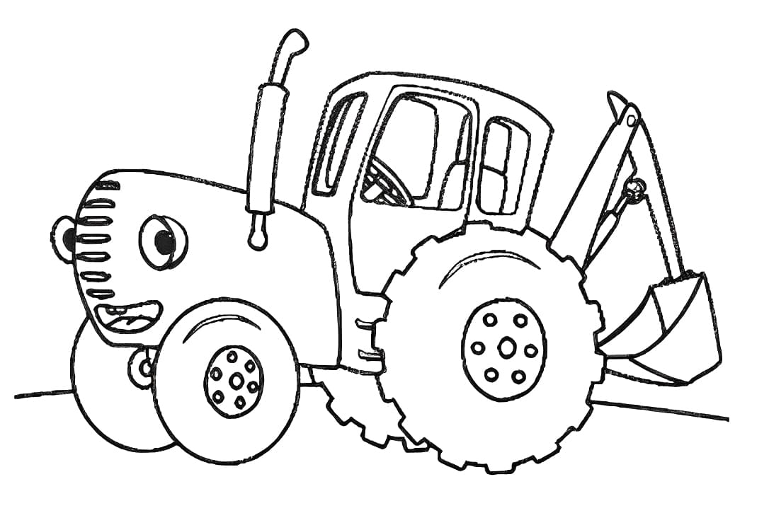 The Blue Tractor is Cute coloring page