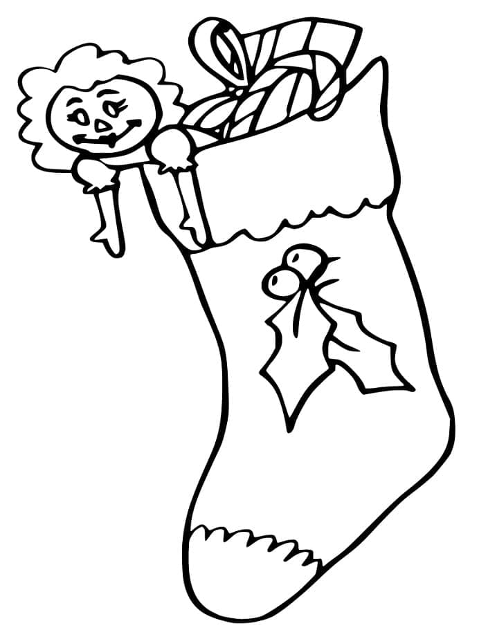 Toys in Xmas Stocking coloring page